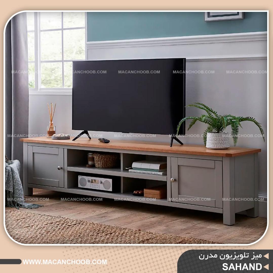میز تلویزیون مینیمال صفحه روکش چوب بدنه MDF مدل SAHAND